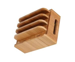BESTYASH Support de Téléphone en Bois Station de Charge Multiple pour Smartphone avec Couvercle Amovible et Rangement Organisé Maison Restaurant Beige