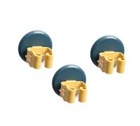 BESTYASH Support Mural Pince à Balai Antidérapant Lot De 3 Bleu Jaune, Fixation Ventouse sans Perçage, Compatible Balais Et Serpillières, pour Rangement La Cuisine Salle De Bain Balcon