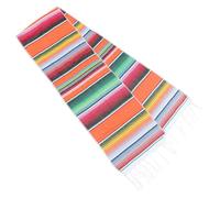 BESTYASH Tapis Arc-en-Ciel Mexicain 35x213 Cm en Coton Écologique 200 G, Nappe de Table Colorée Antidérapante, Décor Mexicain pour Bureau, Salle à Manger et Pique-niques