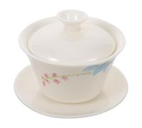 BESTYASH Tasse à Thé Gongfu Chinoise en Porcelaine avec Couvercle et Soucoupe Bol à Thé Traditionnel à Motifs Floraux en Céramique pour Infusion Conservation Chaleur Usage Quotidien