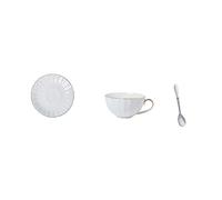 BESTYASH Tasses à Café Céramique avec Soucoupes et Cuillère Service de Table Élégant pour Café Thé Latte et Plus Coffret Parfait pour et Anniversaires