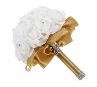 BESTYASH Tenue de Fleurs simulées mariée Bouquets de mariée Fleur de Simulation de Mariage Bouquet simulé Mariage Mousse Doré