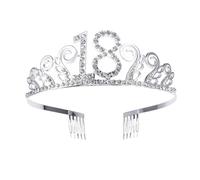 BESTYASH Tiare D’Anniversaire 18 Ans Avec Peigne Couronne En Strass Accessoire Cheveux Fille Pour Fête Bal Soirée Taille Unique