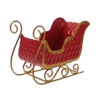 BESTYASH Traîneau Décoratif en Métal Rouge, Décoration Vintage de Noël | Présentoir de Table pour Bougies Chauffe-plat ou Bonbons, Style Rustique, Vitrine, Bureau, Commerce et Événements