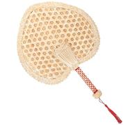 BESTYASH Ventilateur D'été en Paille Tissée Forme Cœur, Ventilateur Mural Décoratif Naturel, Léger et Portable, Éventail Créatif pour Maison et Usage Extérieur, Présent Style Aléatoire