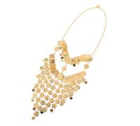 BESTYASH Voile De Danseuse Du Ventre Avec Masque À Pompons Et PièCes MéTalliques Anciennes Accessoire Tribal Pour Costume De Spectacle Halloween Bijoux De Danseuse