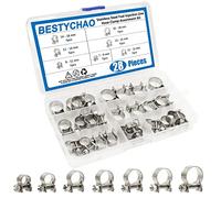 BESTYCHAO 28pcs Colliers de serrage en acier inoxydable pour mini tuyaux d'essence Assortiment de colliers pour tuyaux d'essence (7-18mm)