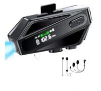 BestYiJo Casque Bluetooth pour casque de moto avec interphone, FM, étanchéité IPX6 et portée de 450 à 600 mètres.