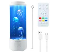 BestYiJo Lampe Meduse Aquarium Lumineuse avec Haut-parleur Bluetooth, 7 Couleurs Changeantes+4 Mode d'éclairage, Lampe de lave avec 3 Bruit blanc, Télécommande (blanc)