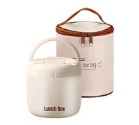 BestYiJo Récipient isotherme pour aliments - 1,3 l - En acier inoxydable - Avec cuillère et sac isotherme portable - Anti-fuite - Pour céréales, yaourt, bouillie, soupe, fruits, salade