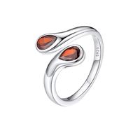 Bestyle Bague Argent 925 Femme Ajustable Ouvert Juillet Rouge avec Pierre de Naissance Rubis