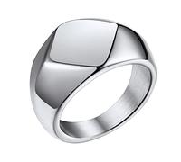 Bestyle Bague de Chevalière pour Homme Non Personnalisé Acier Inoxydable Bague Brillante Losange Géométrique Argent T62