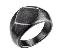 Bestyle Bague de Chevalière pour Homme Non Personnalisé Acier Inoxydable Bague Brillante Losange Géométrique Gris Vintage T54