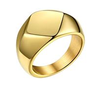 Bestyle Bague de Chevalière pour Homme Non Personnalisé Acier Inoxydable Bague Brillante Losange Géométrique Or T70
