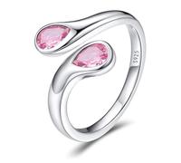 Bestyle Bague Femme Argent 925 Ouvert Octobre Rose Zircon avec Pierre de Naissance