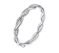 Bestyle Bague Infini en Argent 925 pour Femme Fille Couple - Figure 8 de Promesse Bijoux de Fiancaille avec Zircon Brillant t47-t67 Blanc/Or Rose