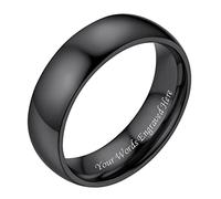 Bestyle Bagues Simples pour Hommes et Femmes avec des Noms Personnalisables Acier Inoxydable Surface Lisse Bague personnalisée 6mm Noir T60