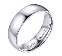 Bestyle Bagues Simples pour Hommes et Femmes avec des Noms Personnalisables Acier Inoxydable Surface Lisse Bague personnalisée 6mm Argent T57