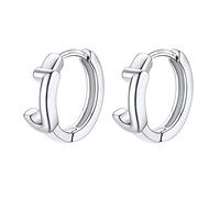 Bestyle Boucle d'oreille Femme cuivre Aiguille S925 Argent Largeur 2,5 mm * 11 mm de diamètre intérieur Lettre J Anneaux Blanc