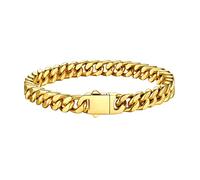 Bestyle Bracelet Homme Gourmette Or Acier Inoxydable Cubain Hip Hop Grosse 7mm Longueur 19cm Bijou Cadeau Père Mari Ami