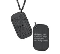 Bestyle Collier pour Homme avec Pendentif Croix en Acier Inoxydable et Texte Personnalisé, Idéal pour un Baptême ou une Cérémonie