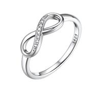 Bestyle Femmes Filles Bague Figure 8 en Argent 925 Bague pour Femme Bague a Ma Fille Bague Femme Fiançailles Infinity t50 Blanc