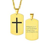 Bestyle Plaque Militaire Personnalisable - Plaque d'Identification pour Chien Gravée d'Une Prière ou d'Un Verset Biblique Bijou en Acier Inoxydable pour Homme - Avec Emballage Cadeau