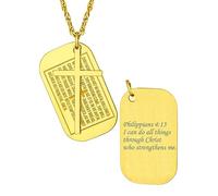 Bestyle Plaque Militaire Personnalisable - Plaque d'Identification pour Chien Gravée d'Une Prière ou d'Un Verset Biblique Bijou en Acier Inoxydable pour Homme - Avec Emballage Cadeau
