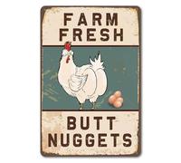 Bestylez Panneau vintage amusant en forme de poulailler - Panneau décoratif pour l'extérieur Motif poule fraîche de la ferme 20,3 x 30,5 cm (277)
