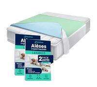 BESTZINGS Alèse Lit Adulte Bébé Protection Matelas Imperméable Lavable Pipi Stop Tapis à Langer Jetable Alèse avec ailettes Protection Lit Absorbante 180x90 Pack 2