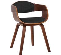 CLP Chaise visiteur Kingston en tissu, coque bois, accoudoirs, siège rembourré, Noyer/Noir 73 cm