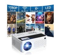BESUS [Applications intégrées] Projecteur intelligent Bluetooth 5G WiFi, livré avec un mini support, mini projecteur avec haut-parleur stéréo, projecteur portable Full HD 1080p, compatible avec TV