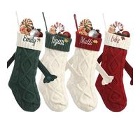 Beswitory Chaussette de Noël magnétiques avec Mains personnalisée,Tricotés 46cm Décorations de Bas de Noël Personnalisable a Chaussettes de Cheminée à Suspendre Xmas Sac Cadeau Sac de Bonbons,3PCS