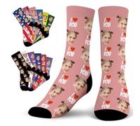 Beswitory Chaussette personnalisé photo,Chaussette drole aavec visage,Chaussettes personnalisables avec photo,Cadeaux personnalisés pour hommes Père,cadeaux personnalisés de Saint-Valentin,de Mariage