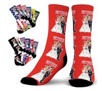 Beswitory Chaussette personnalisé photo,Chaussette drole aavec visage,Chaussettes personnalisables avec photo,Cadeaux personnalisés pour hommes Père,cadeaux personnalisés de Saint-Valentin,de Mariage