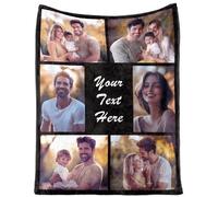 Beswitory Plaid Personnalisé Photo et Texte,Couverture Personnalisée,Cadeau Personnalisé pour Femme,Amoureux,Couple,Ami,Famille,Copain,Plaid Photo pour Maman,Papa,Idées de Cadeaux d'anniversaire