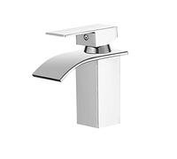 BESy Bec Cascade Robinet Salle de Bains Mitigeur Lavabo Inox SUS304 Chrome | Mitigeur Monocommande Salle de Bains, Cartouche Céramique, Montage Monotrou, Flexible 70cm Inclus, Économie d'Eau