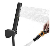 BESy Pommeau de Douche Economie d’Eau 2 jet Haute Pression Noir Mat avec Flexible 1,5 m, Douchette Salle de Bain Universelle Facile à Installer, Tete de Douche Design Moderne