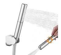 BESy Pommeau de douche en laiton de style L haute pression à fonction unique avec tuyau extra long, finition chromée polie