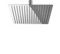 BESy Tête de Douche Pluie Carrée 30 cm / 12 Pouces - Pommeau Haute Pression en Acier Inox, Ultra-Fin 1/16", Économie d’Eau, 256 Buses en Silicone Anti-Calcaire, Rotatif 360°, Finition Chrome Poli