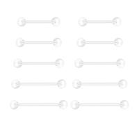 Besyvvin 10pcs Piercing langue mamelon 12/14/16/18/20mm Piercing plastique Langue Tétons Anneau Plastique Flexible