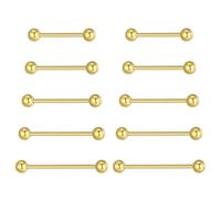 Besyvvin 10pcs Piercing Mamelon Langue 12/14/16/18/20mm Acier Chirurgical Piercing Langue Tétons Anneau Or