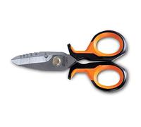 BETA 1128BSX, Ciseaux Electriciens Professionnels avec Coupe Graduée en Acier Inoxydable, Poignée Bimatière et Goupille Anti-Desserrage, Etui Inclus