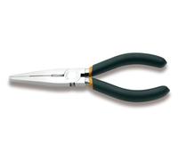 Beta 1162 200 - Pince à becs plats longs striés, chromée, branches gainées avec double couche de PVC antidérapant
