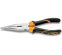 Beta 1166BM 200 - Pince à becs demi-ronds longs striés, chromée, branches gainées confort bi-matières