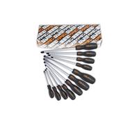 Beta 1243/S11 - Jeu de 11 tournevis plats et cruciformes, tête en acier, manche bi-matière Evox - outils robustes pour l’atelier et les travaux lourds