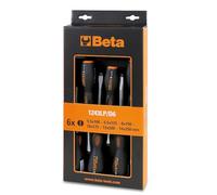Beta 1243LP/D6 - Jeu de 6 tournevis plats, manche bi-matière, lame hexagonale traversante, marteau en acier - Outils professionnels