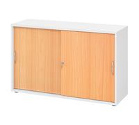 BETA 1752S | Armoire à portes coulissantes | 2 HC - Blanc/Hêtre poignée arche métal