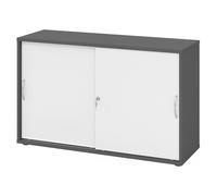 BETA 1752S | Armoire à portes coulissantes | 2 HC - Graphite/Blanc poignée arche métal