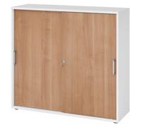 BETA 1753S | Armoire à portes coulissantes | 3 HC - Blanc/Noyer poignée chrome métal